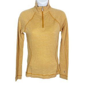 Smartwool 250 XS 100% Merino Wool Classic Thermal 1/4-Zip Top Gold Dot SW016375